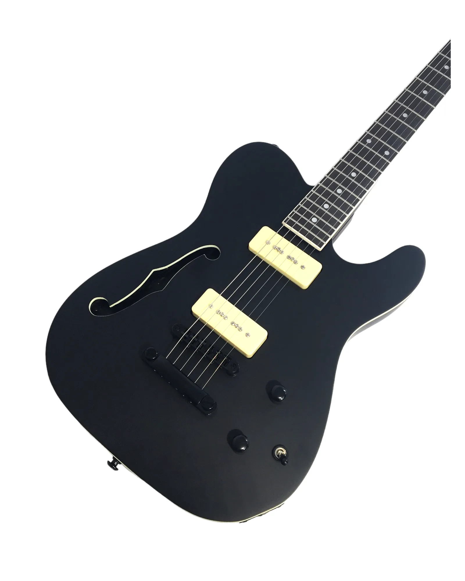 Midnight Muse: Haze Semi-Hollow M-90 Pickup HTL Electric Guitar- Black HSE501BK