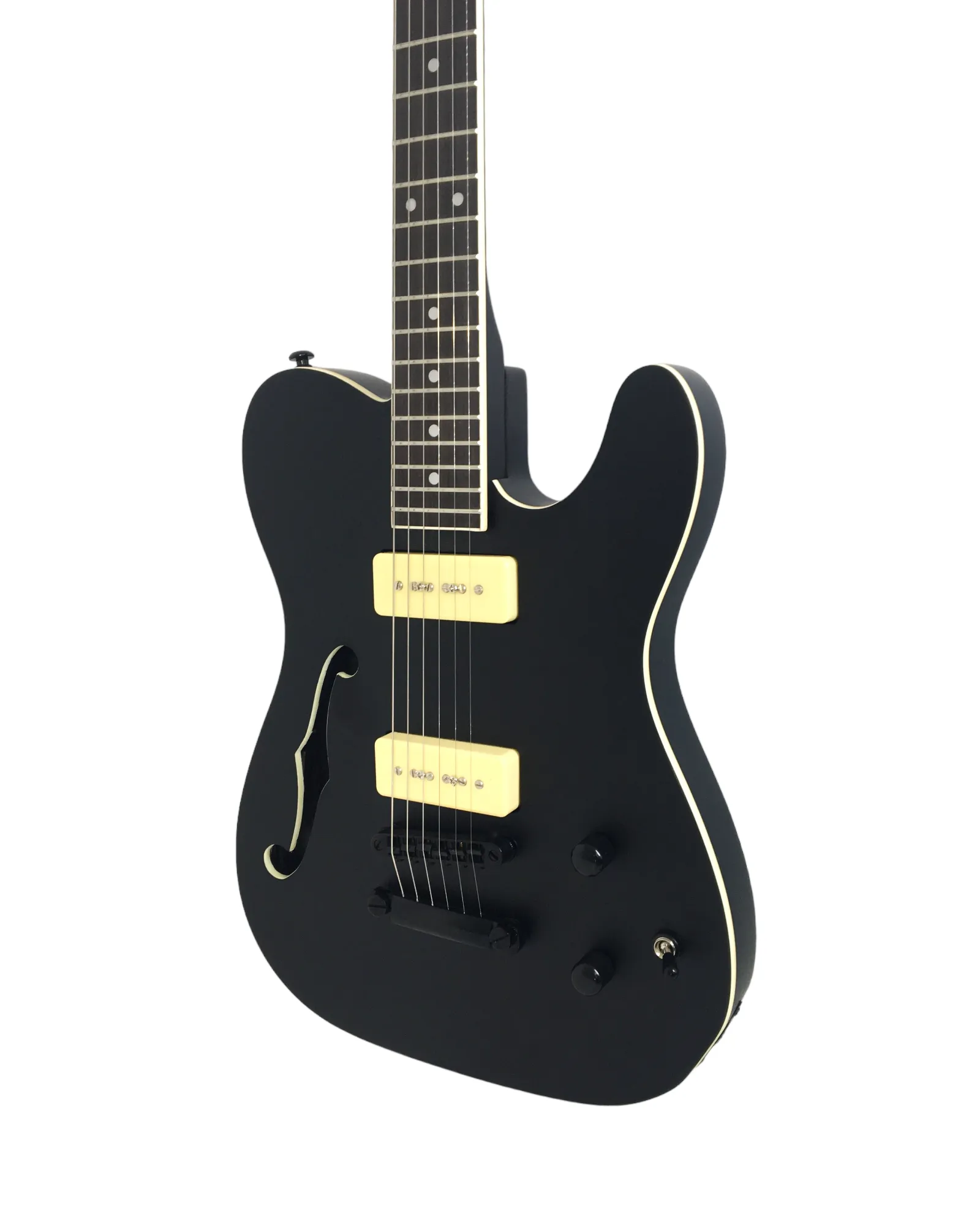 Midnight Muse: Haze Semi-Hollow M-90 Pickup HTL Electric Guitar- Black HSE501BK