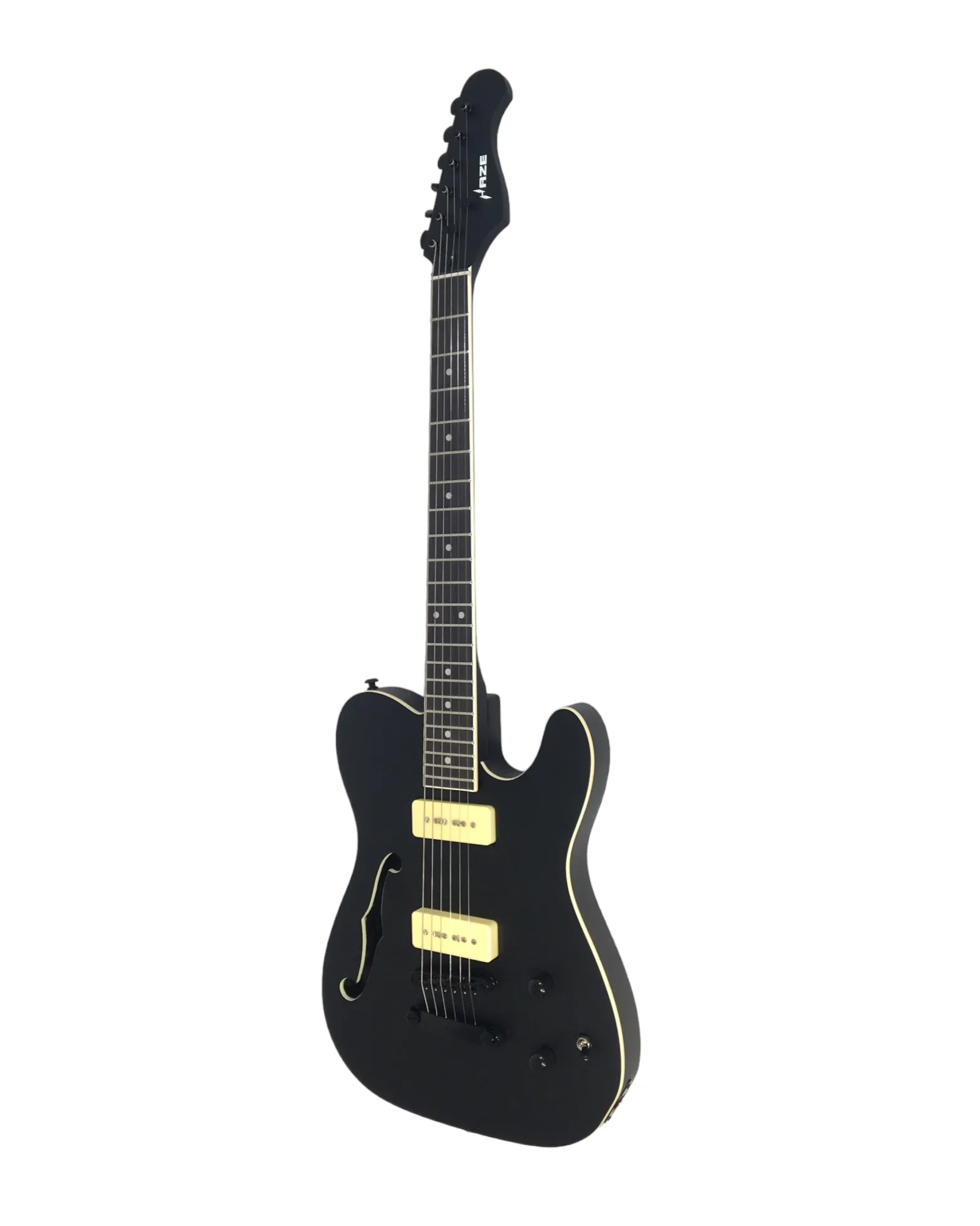 Midnight Muse: Haze Semi-Hollow M-90 Pickup HTL Electric Guitar- Black HSE501BK