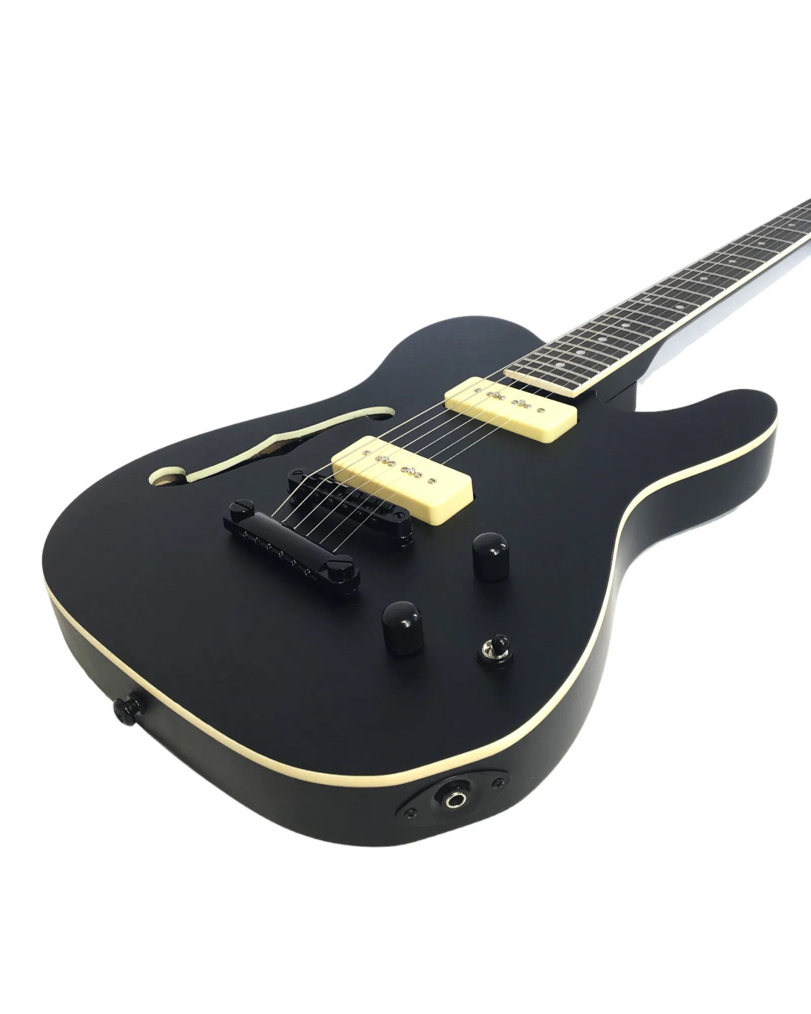 Midnight Muse: Haze Semi-Hollow M-90 Pickup HTL Electric Guitar- Black HSE501BK