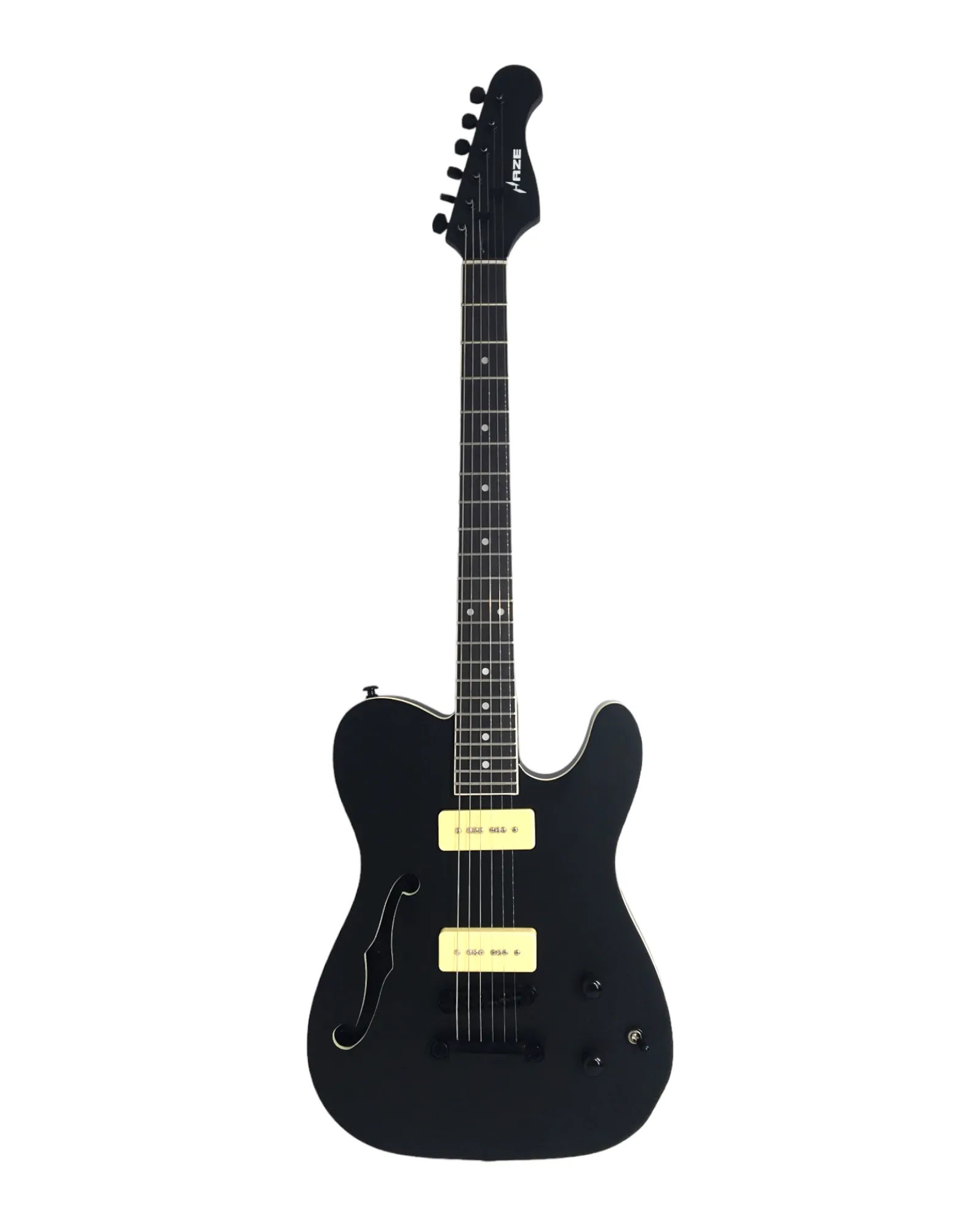 Midnight Muse: Haze Semi-Hollow M-90 Pickup HTL Electric Guitar- Black HSE501BK