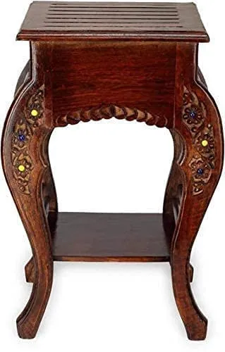 MITRIA TRADERS Wooden Antique Look Natural Wood with Drawer Storage for Living Room Bedroom Side end Table || Brown(height 21 inch)