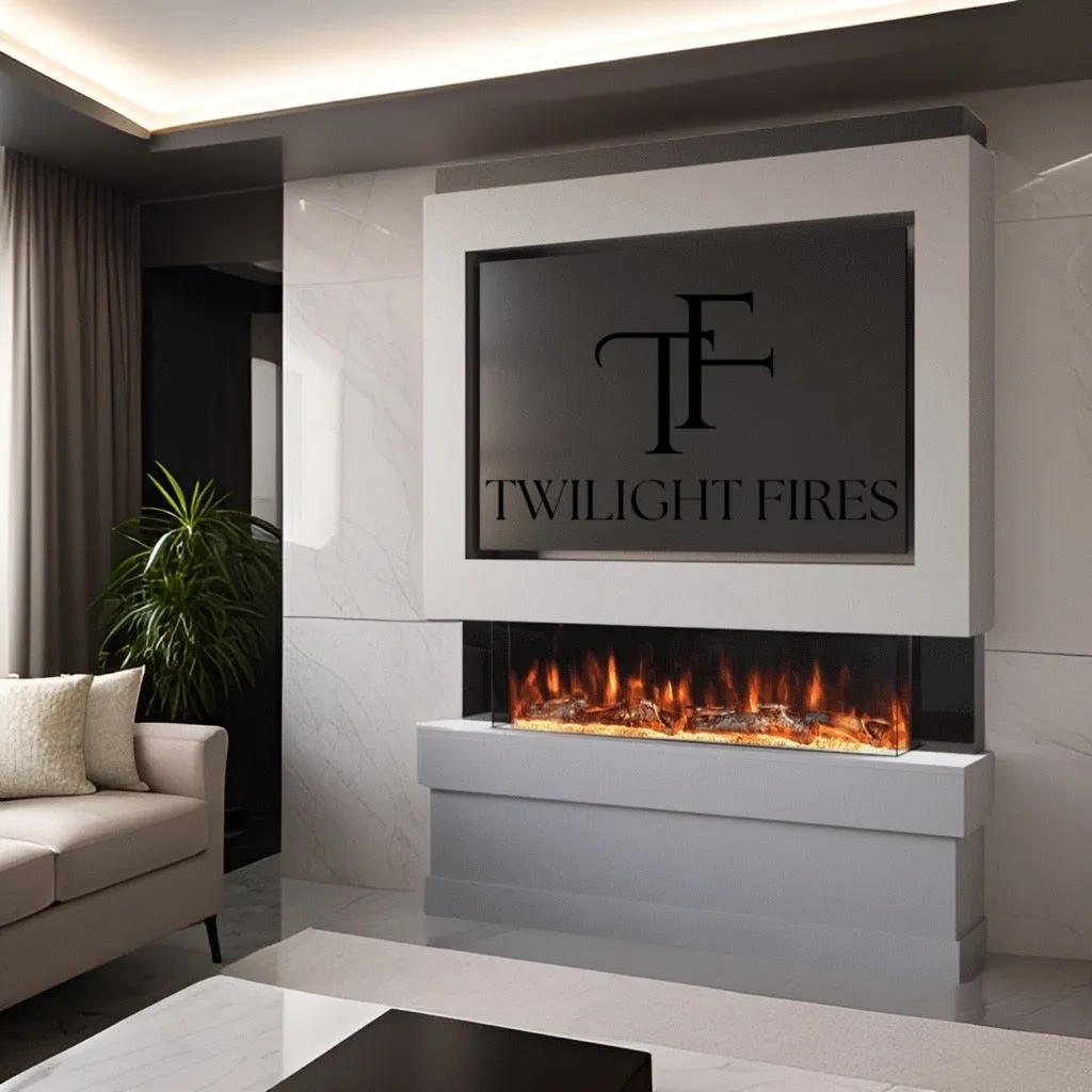 Modena 58" Pre-Built Media Wall Fireplace - Electric Fire Package