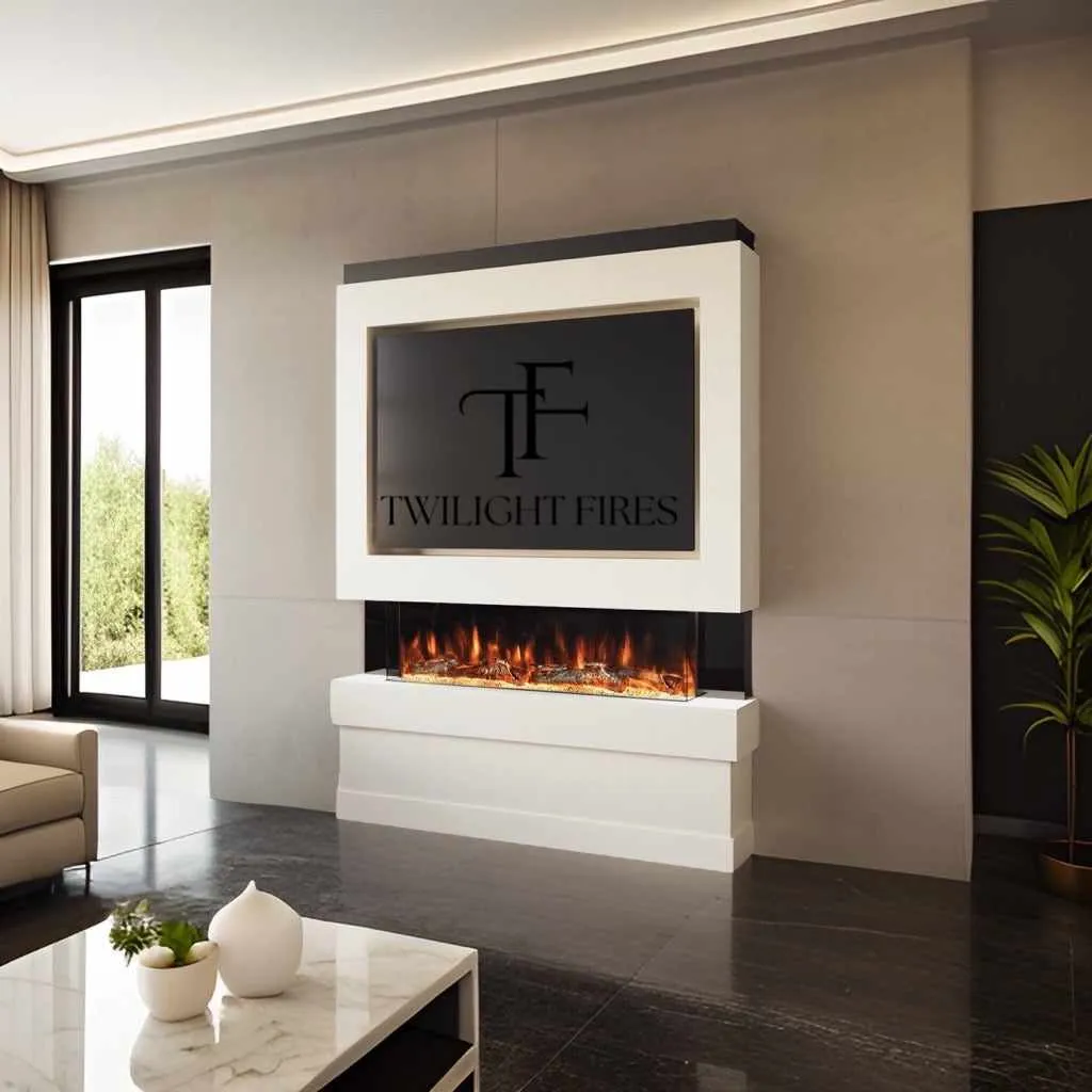 Modena 58" Pre-Built Media Wall Fireplace - Electric Fire Package
