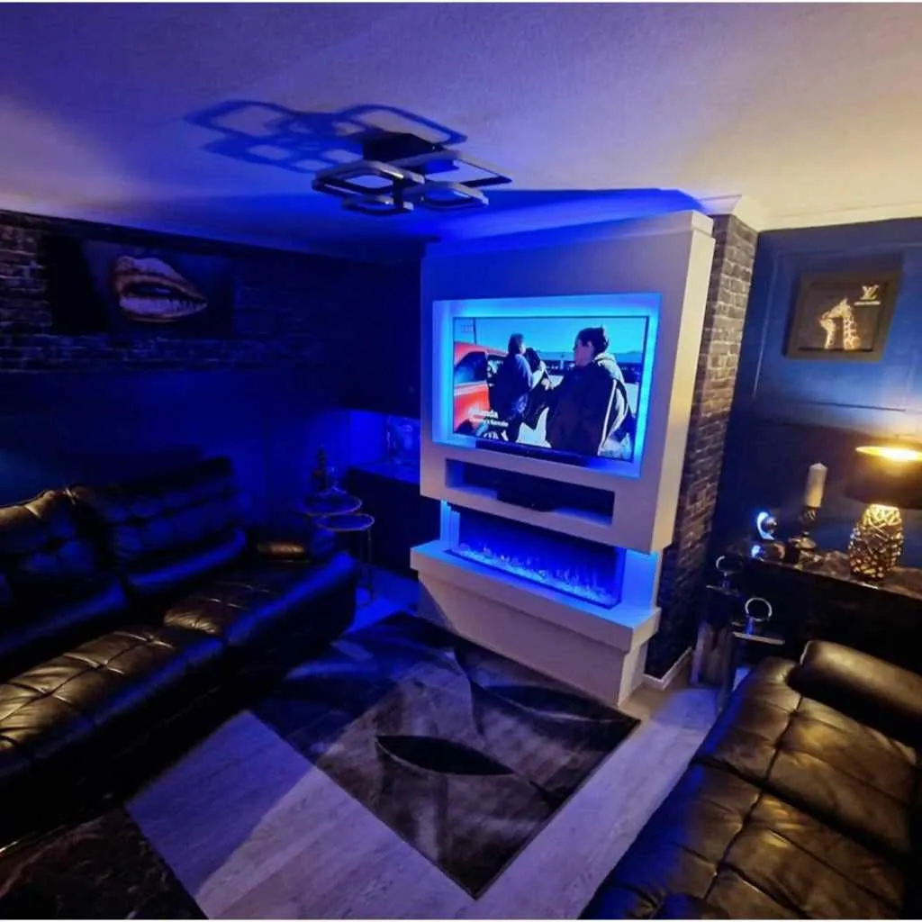 Modena 58" Pre-Built Media Wall Fireplace - Electric Fire Package