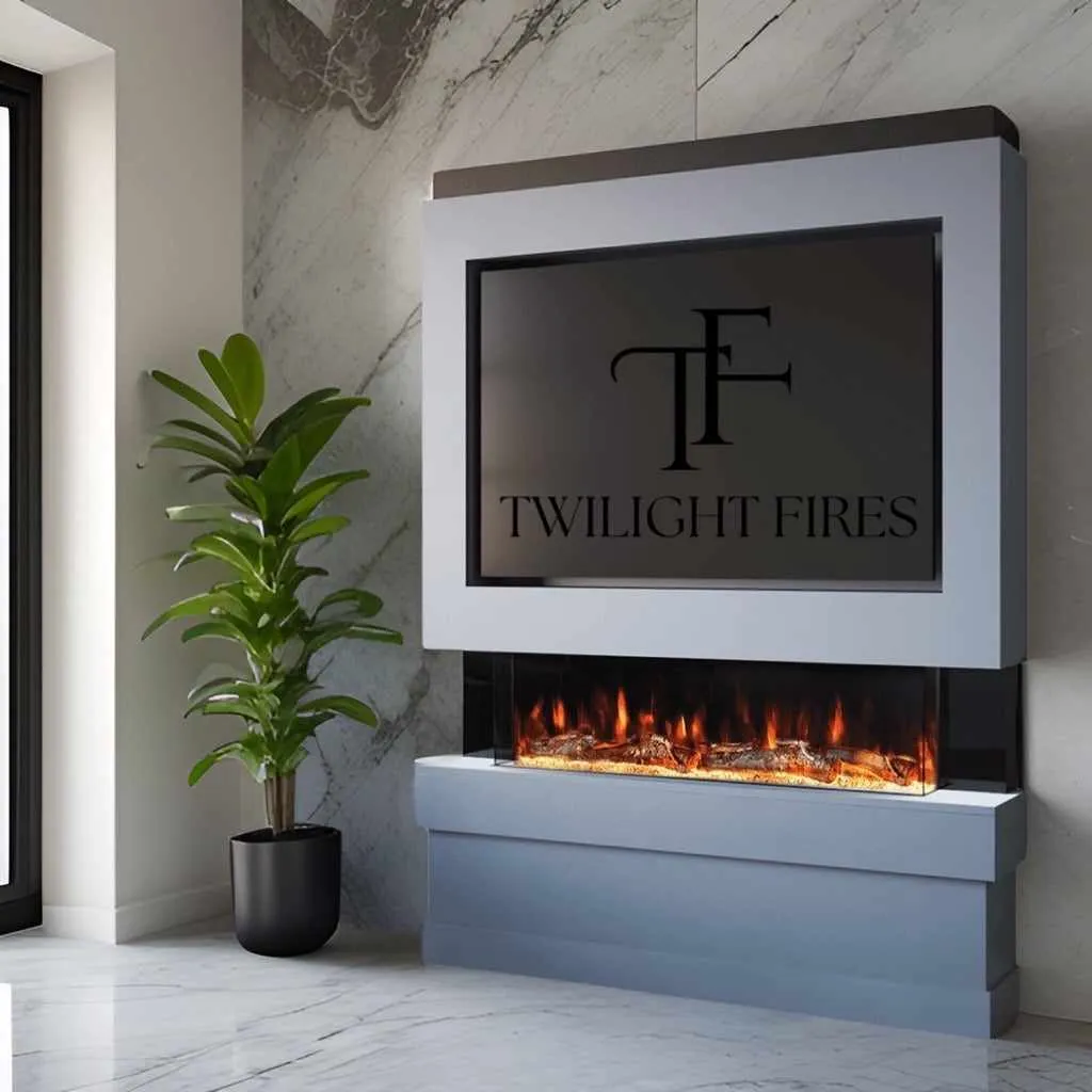 Modena 58" Pre-Built Media Wall Fireplace - Electric Fire Package