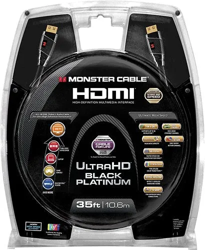 Monster Black Platinum Ultra HD High Speed HDMI Cable with Ethernet - 35 ft., ., 27Gbps, 60/120HZ, 8-16 Bit