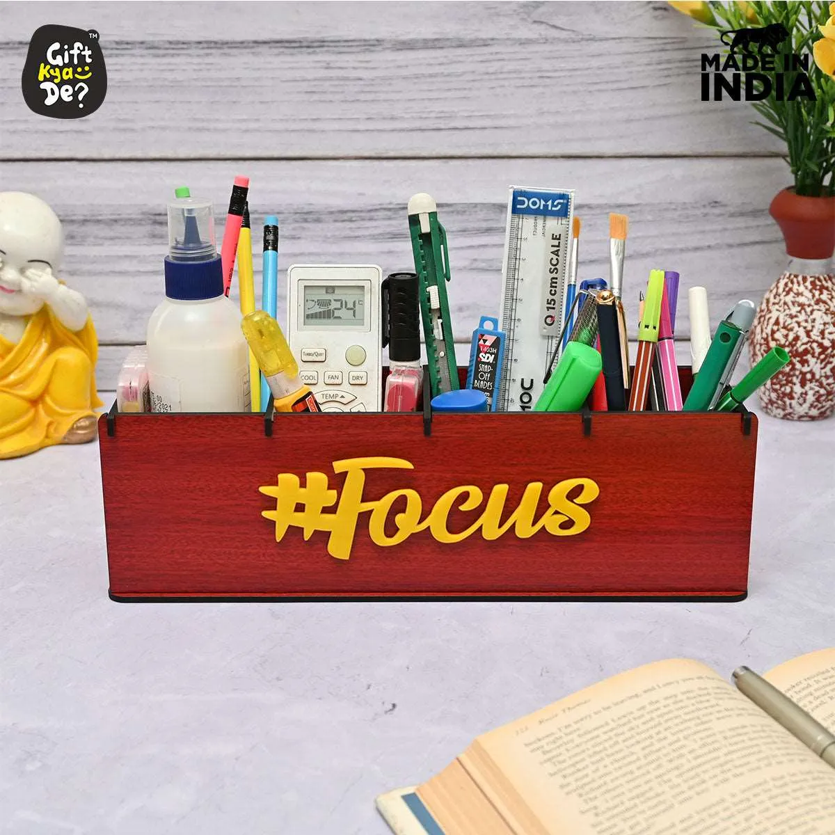Motivational Desk Organizer | 4 Compartments | Desk Accessories