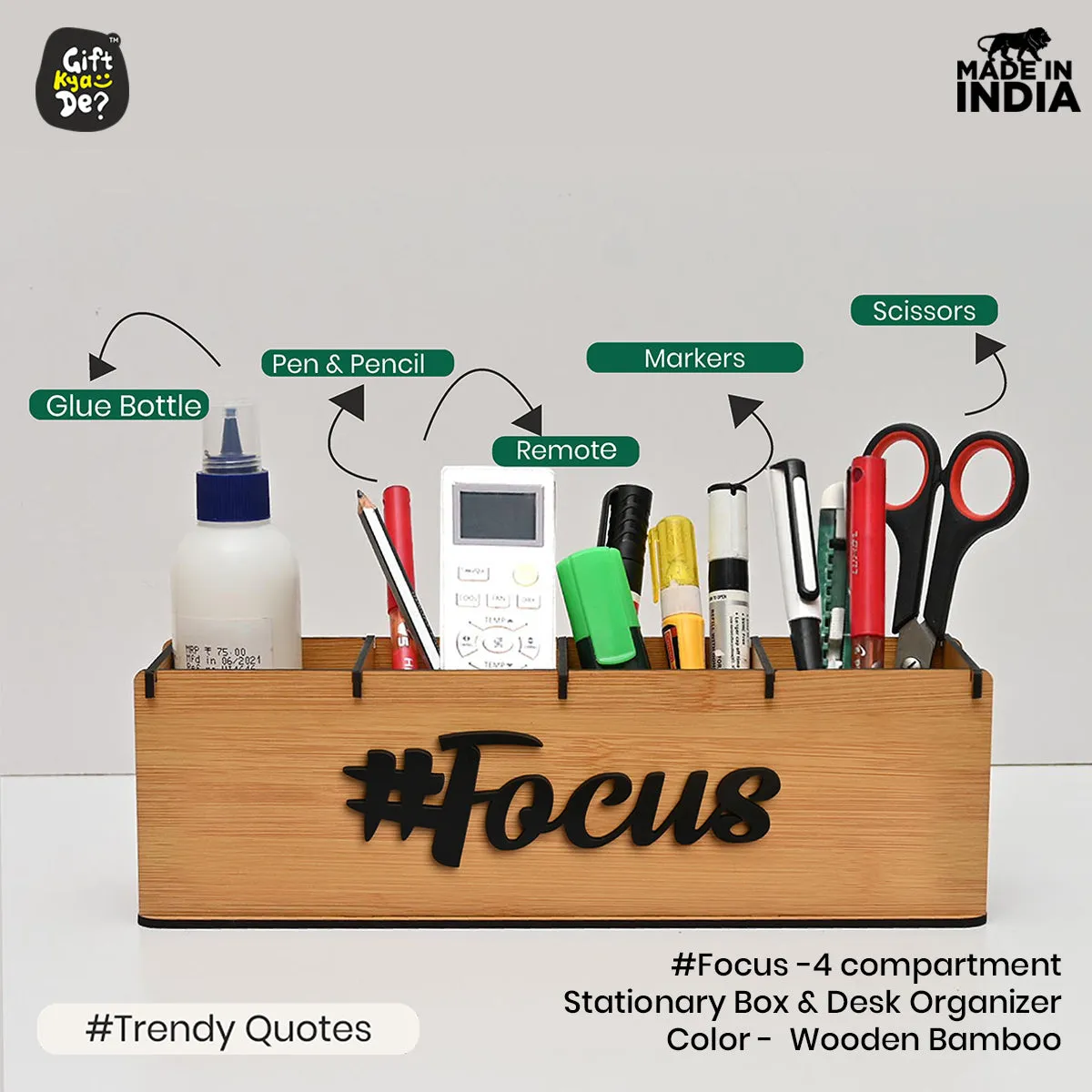 Motivational Desk Organizer | 4 Compartments | Desk Accessories