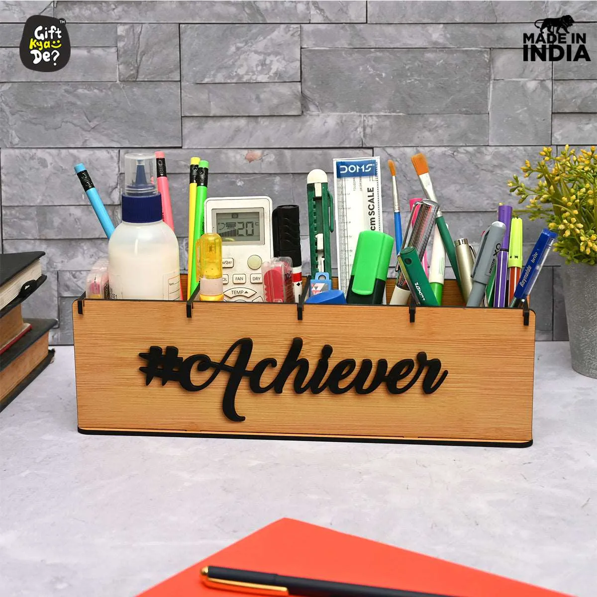 Motivational Desk Organizer | 4 Compartments | Desk Accessories