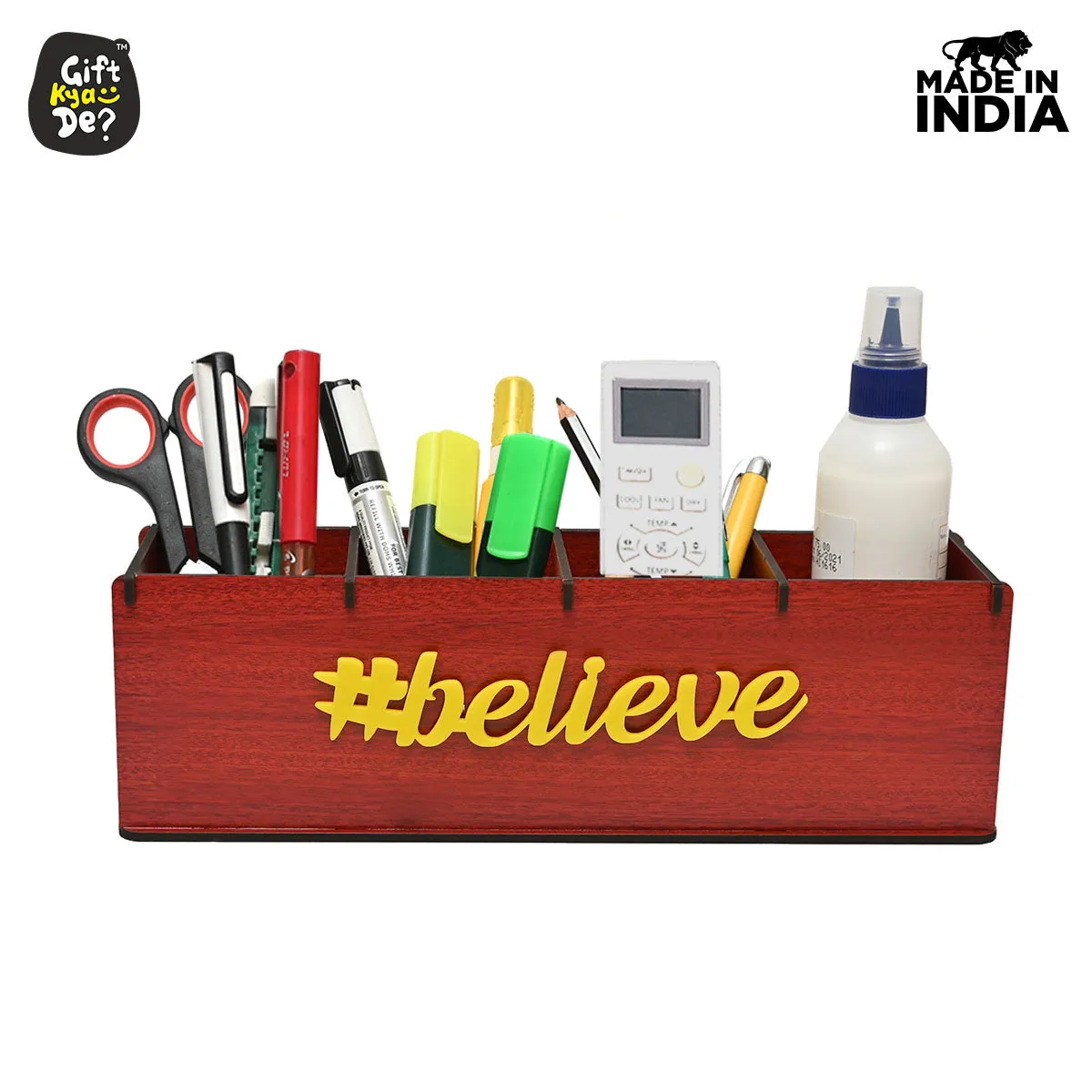 Motivational Desk Organizer | 4 Compartments | Desk Accessories