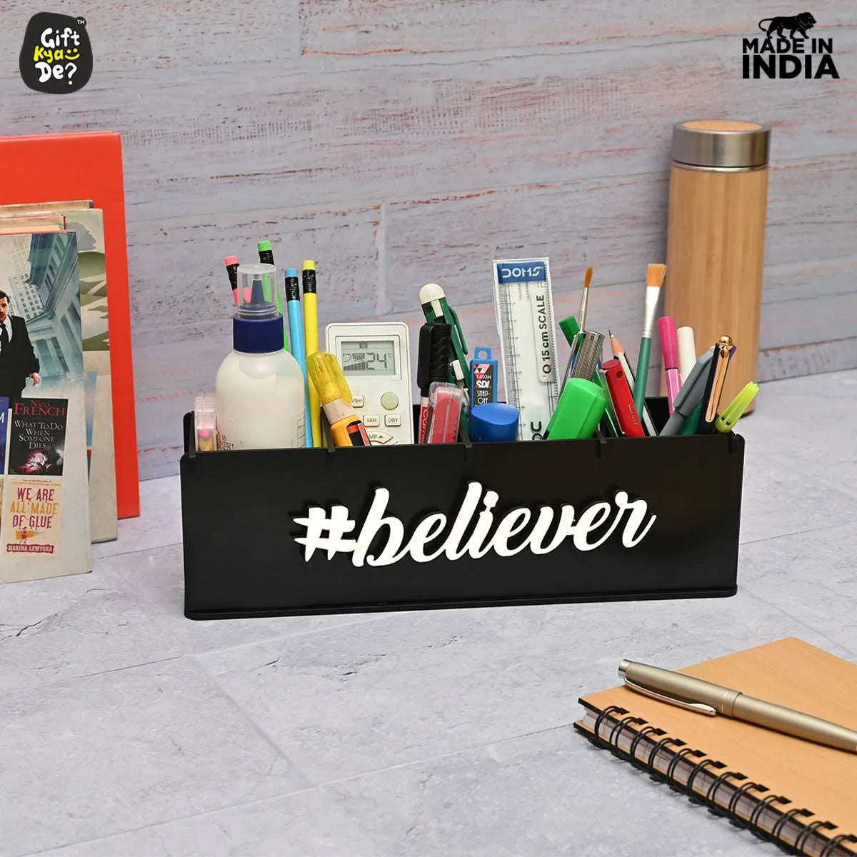 Motivational Desk Organizer | 4 Compartments | Desk Accessories