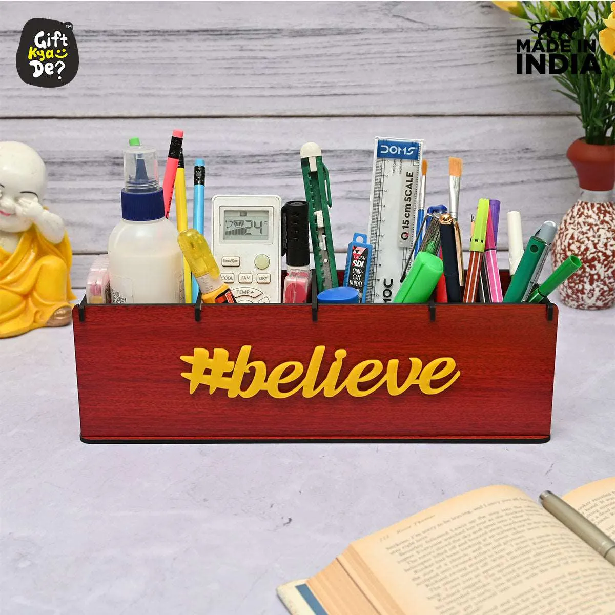 Motivational Desk Organizer | 4 Compartments | Desk Accessories