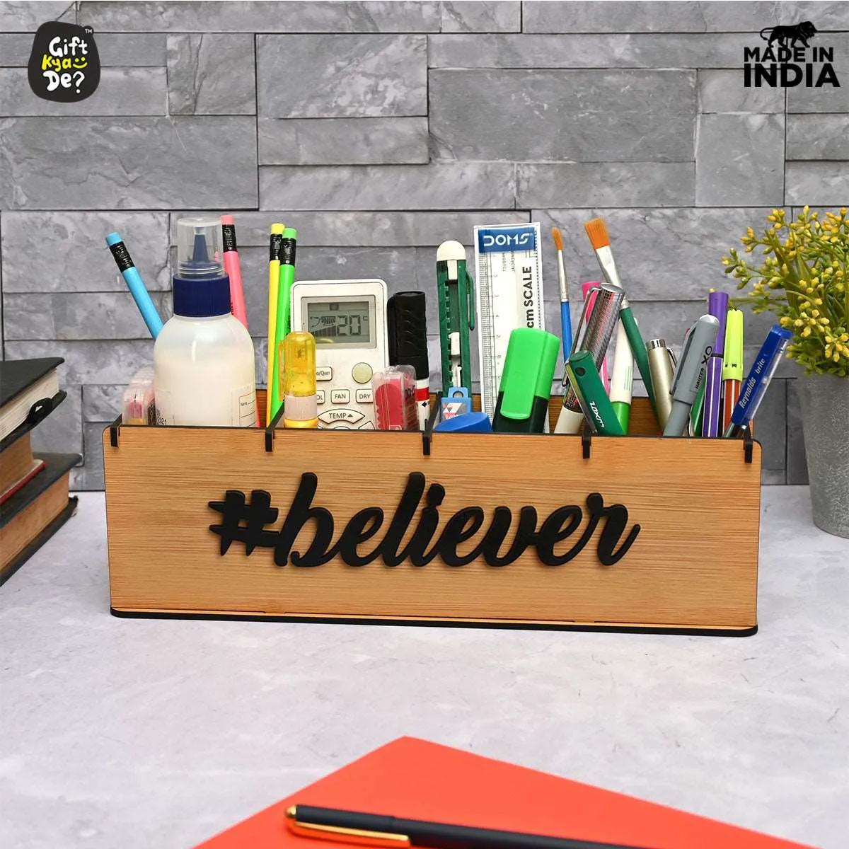 Motivational Desk Organizer | 4 Compartments | Desk Accessories