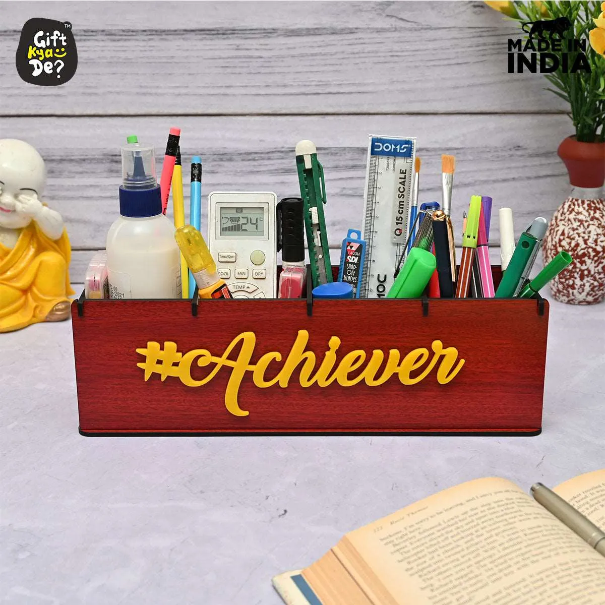 Motivational Desk Organizer | 4 Compartments | Desk Accessories