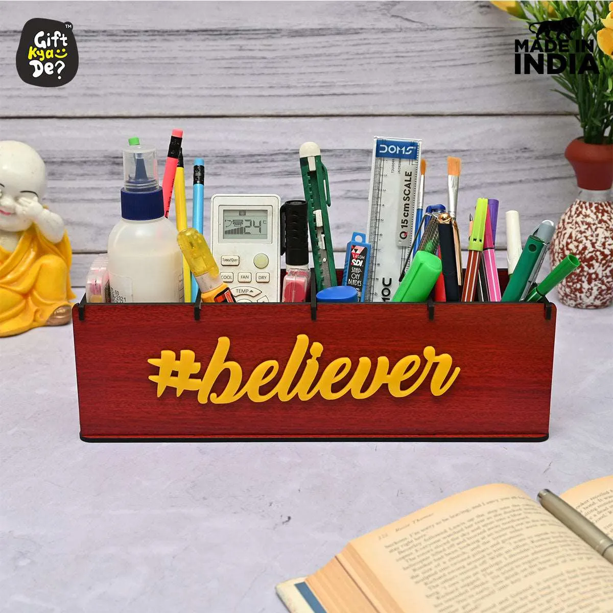 Motivational Desk Organizer | 4 Compartments | Desk Accessories
