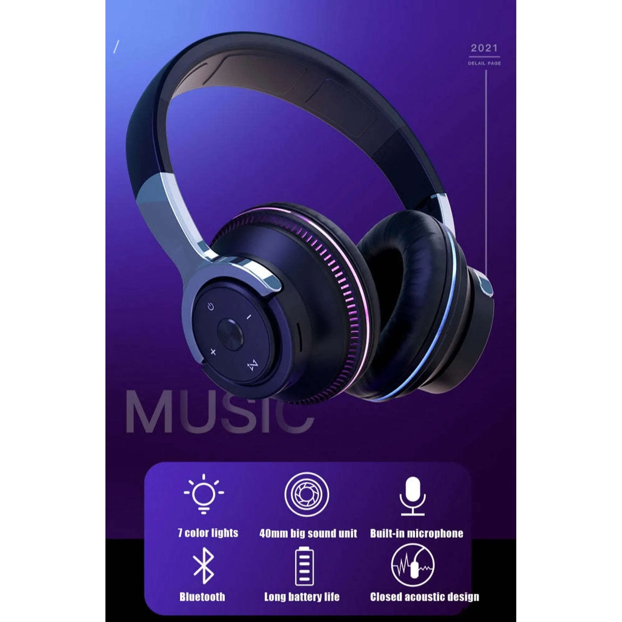 Ninja Dragon Wireless Light Changing Bluetooth Gaming Headset