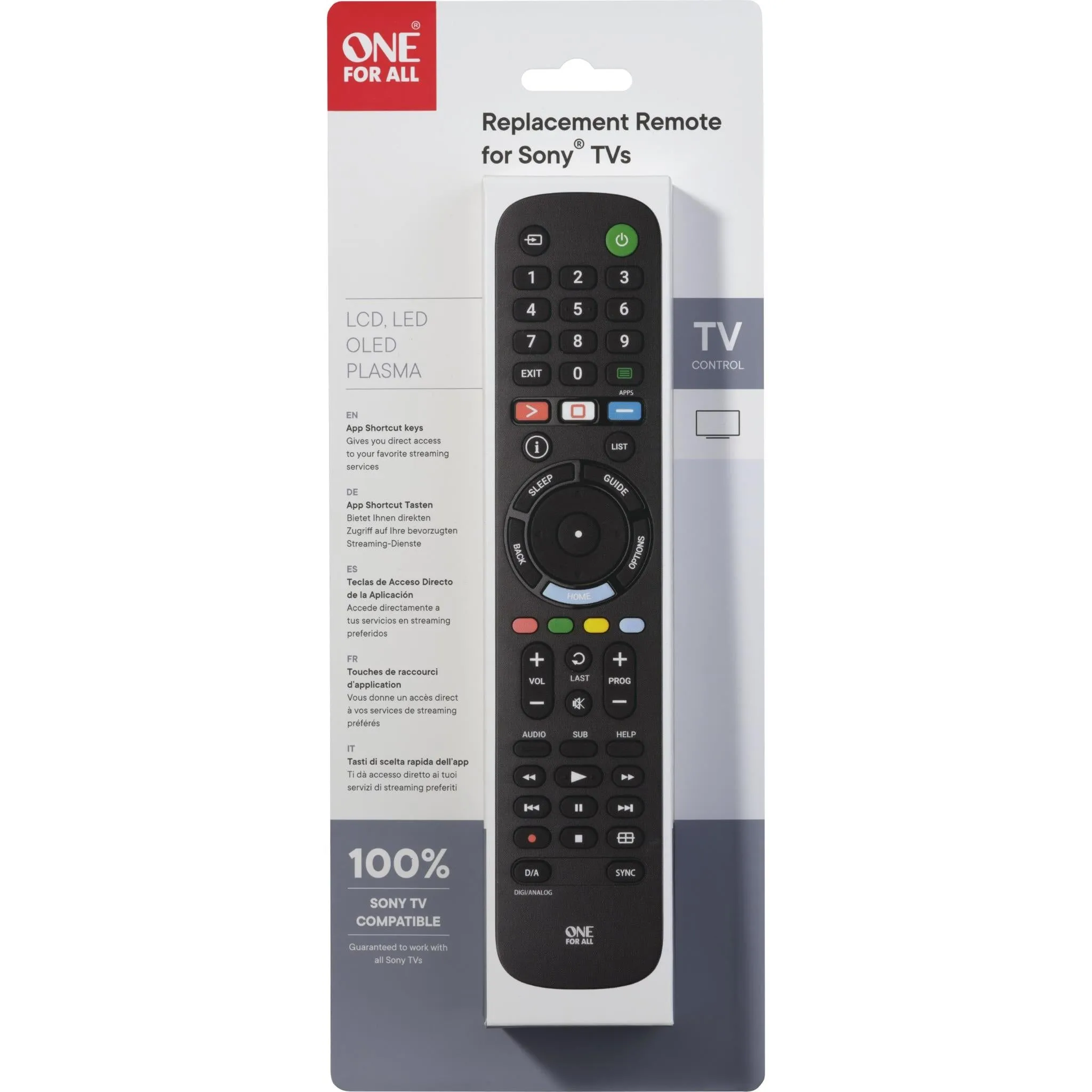 One for All Sony TV Replacement Remote