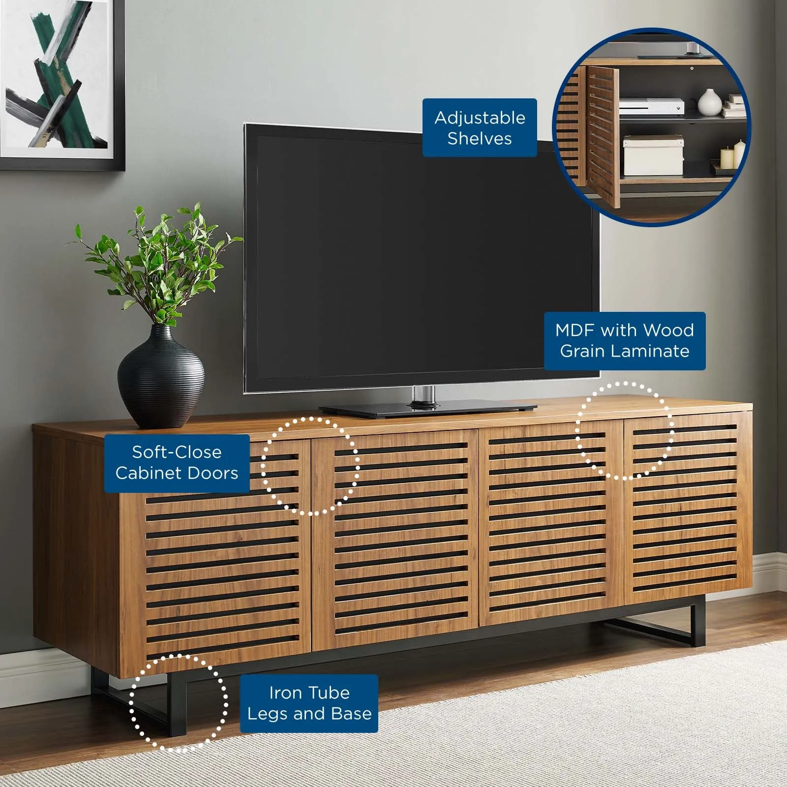Parker 73" TV Stand Walnut EEI-4763-WAL