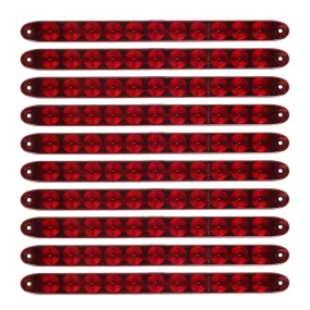 Partsam 10Pcs Red 15 Inch 11 LED Trailer Tail Light Bar Sealed Stop Turn Tail Park Third 3rd Brake Light Bar Trailer Center Light Bar for 80" or Wider Trailers DOT Certified and IP67 Submersible