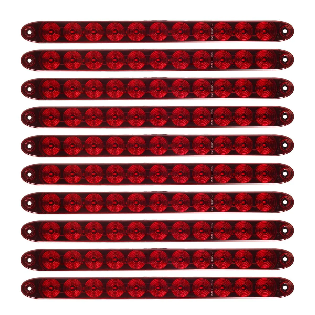 Partsam 10Pcs Red 15 Inch 11 LED Trailer Tail Light Bar Sealed Stop Turn Tail Park Third 3rd Brake Light Bar Trailer Center Light Bar for 80" or Wider Trailers DOT Certified and IP67 Submersible