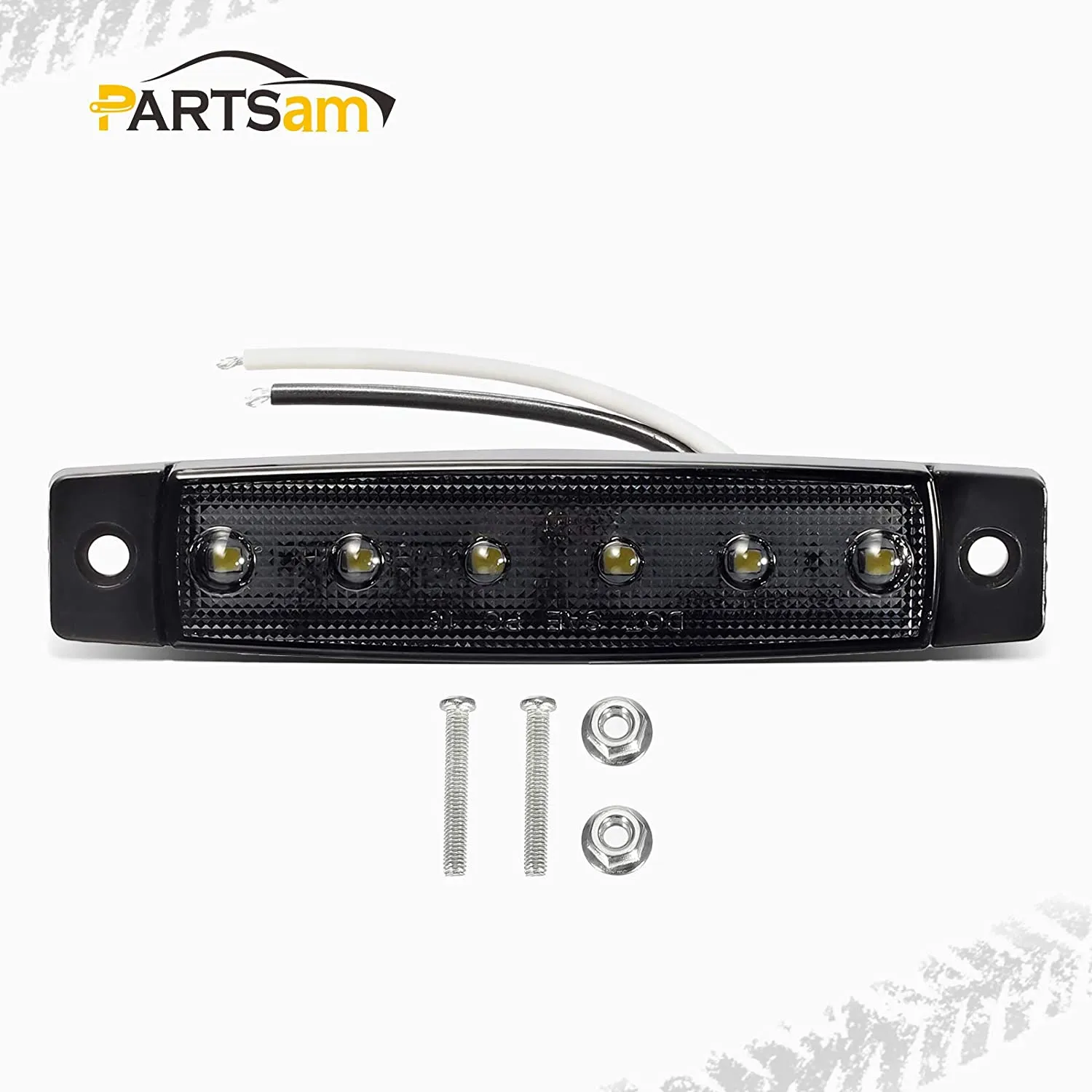 Partsam 20Pcs 3.8" Smoked Thin line White Led Side Marker Clearnce/Indicator Lights, Boat Marine Cabin Courtsey Lights, 6 LED Surface Mount For Utility Boat Cargo Trailer Truck RV Camper