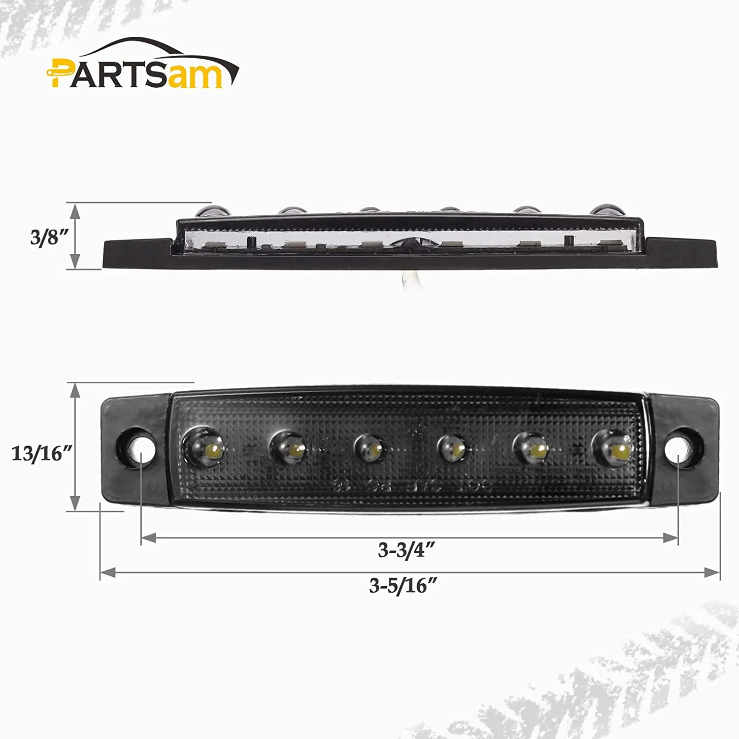 Partsam 20Pcs 3.8" Smoked Thin line White Led Side Marker Clearnce/Indicator Lights, Boat Marine Cabin Courtsey Lights, 6 LED Surface Mount For Utility Boat Cargo Trailer Truck RV Camper