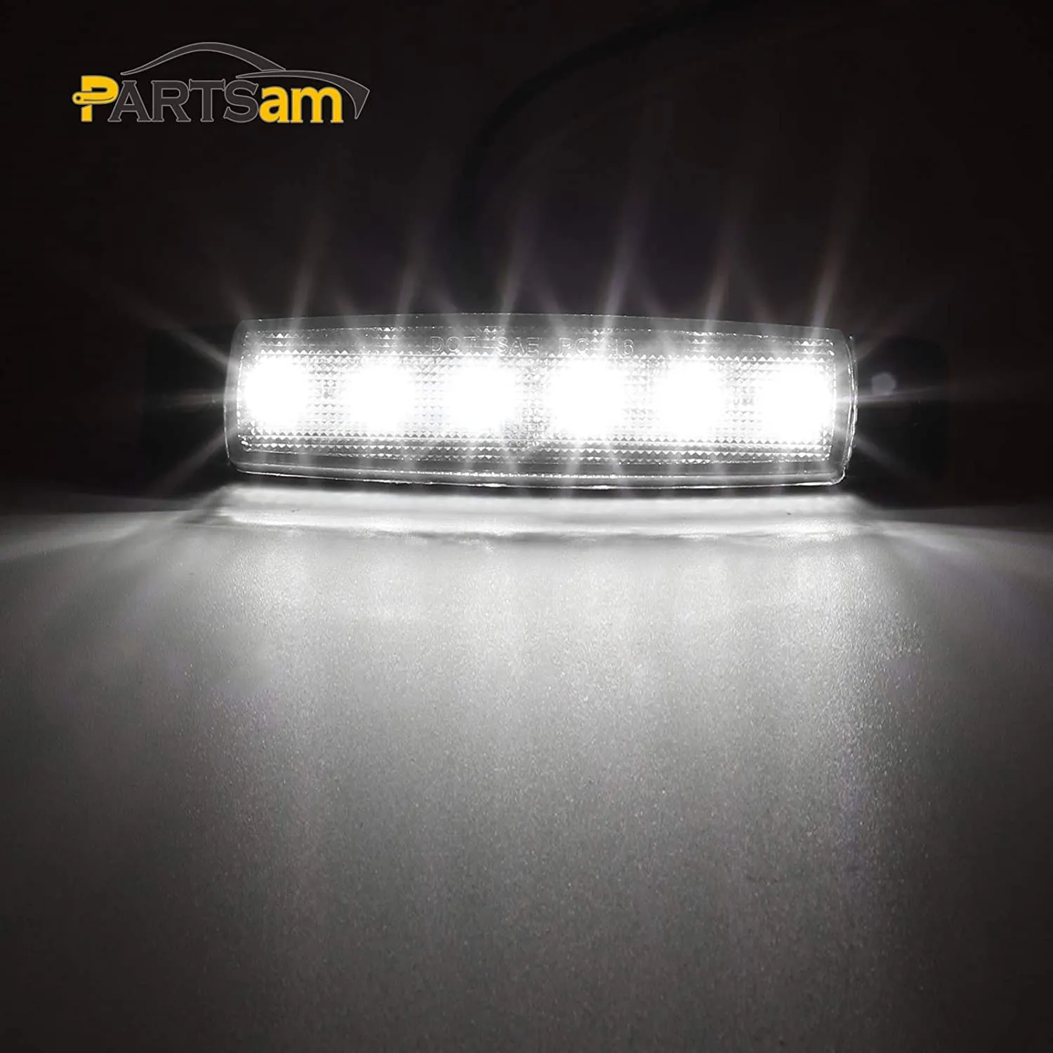 Partsam 20Pcs 3.8" Smoked Thin line White Led Side Marker Clearnce/Indicator Lights, Boat Marine Cabin Courtsey Lights, 6 LED Surface Mount For Utility Boat Cargo Trailer Truck RV Camper