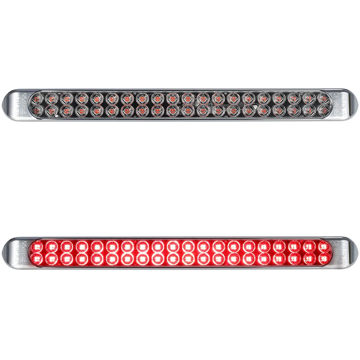 Partsam 2Pcs 17 Inch Red Led Truck Trailer Tail Light Bar 40 LED Clear Lens, Clear Red 17" Sealed LED Waterproof Stop Turn Tail Brake S/T/T Clearance Marker Identification 3RD Third Brake Light Bar