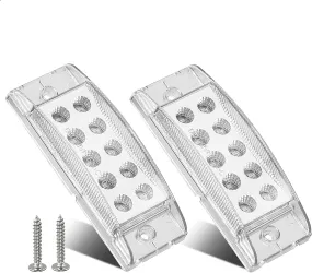 Partsam 2Pcs 6 Inch LED Marker Light Rectangle 10 LED Trailer Lights Clearance Light Dual Revolution Red Marker to Blue Auxiliary Light, Clear Lens, Sealed Waterproof