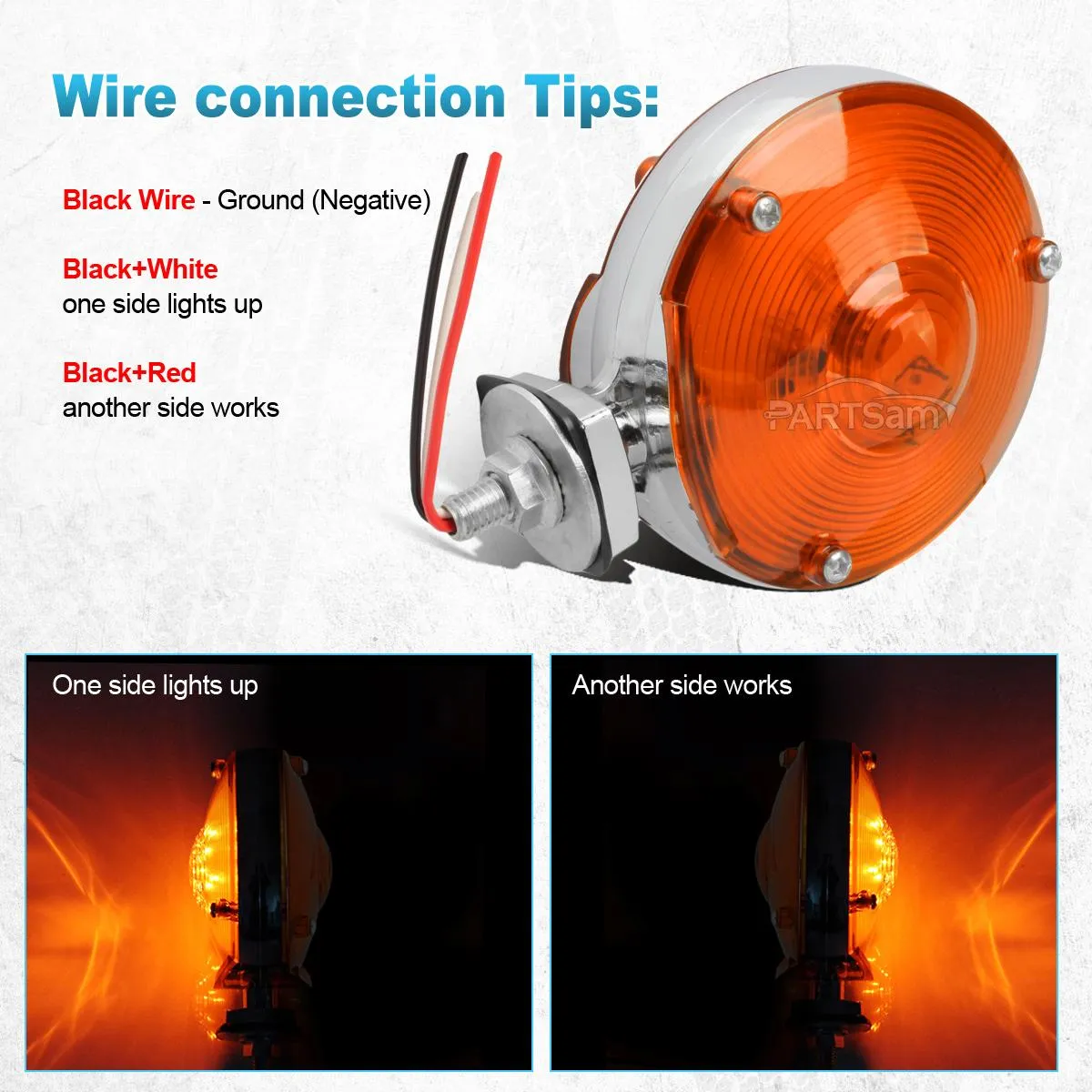 Partsam 2Pcs LED 4 Inch Round Double Face Star Led Turn Signal Lights Chrome Amber 24 Diodes, Double Face Star Led Pedestal Lights, Dual Face Led Truck Trailer Lights