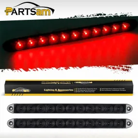 Partsam 2X 15 Smoke Lens Red 11 LED Car Trailer Truck Stop Turn Tail Brake Light ID Bar Waterproof, 15inch 11 LED Light Bar, Smoke LED Trailer Identification ID Light Bar Third 3rd Brake Light