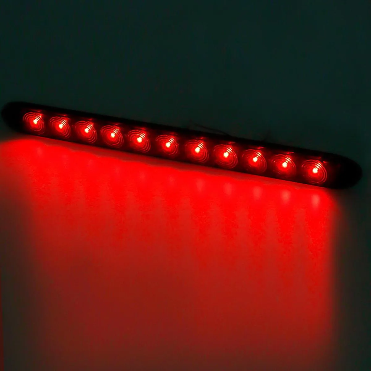 Partsam 2X 15 Smoke Lens Red 11 LED Car Trailer Truck Stop Turn Tail Brake Light ID Bar Waterproof, 15inch 11 LED Light Bar, Smoke LED Trailer Identification ID Light Bar Third 3rd Brake Light