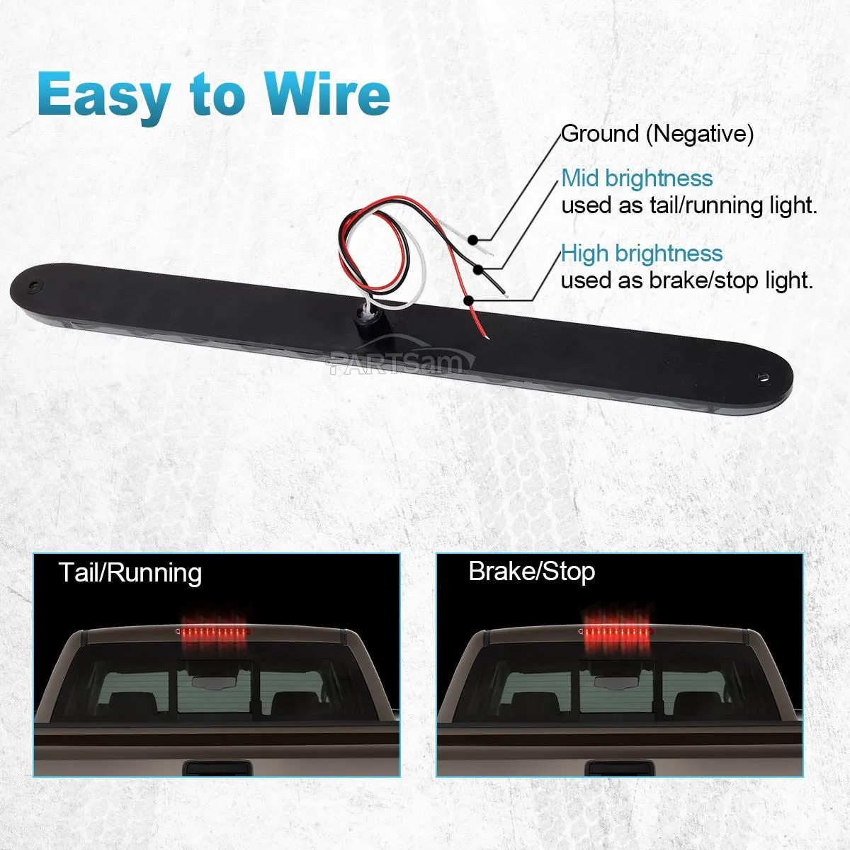 Partsam 2X 15 Smoke Lens Red 11 LED Car Trailer Truck Stop Turn Tail Brake Light ID Bar Waterproof, 15inch 11 LED Light Bar, Smoke LED Trailer Identification ID Light Bar Third 3rd Brake Light