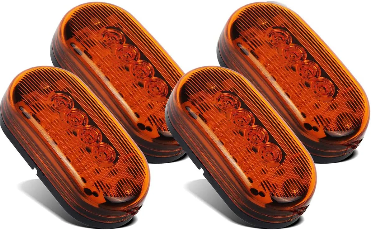 Partsam 4pcs Amber 10LED Side Marker Clearance Light for Trailer Truck RV Camper, 4 inch, 4x2 Rectangular Rectangle Led Lights Identification Lights 12V