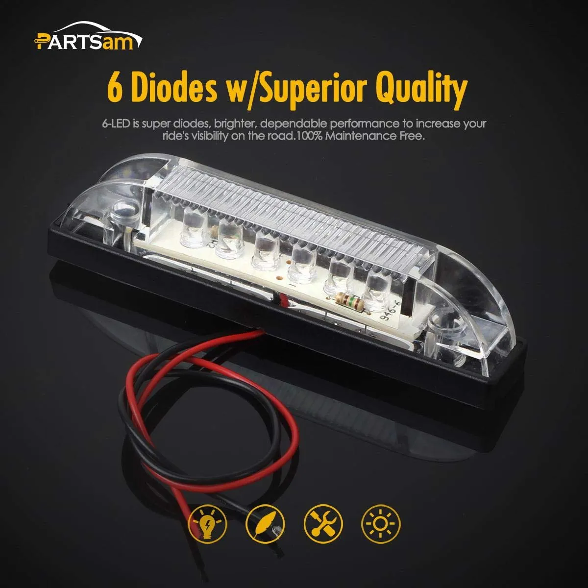 Partsam 4" Ultra-Thin-Line LED Utility Light Bar