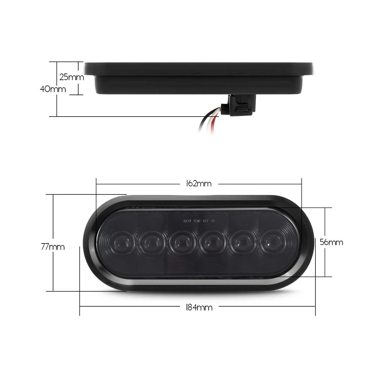Partsam 6 Inch Oval Red Led Trailer Tail Lights Smoked Sealed Grommet Mount Stop Turn Tail Brake Marker Lights for Trailer Truck RV Grommet and Plugs Included Waterproof 12V (Pack of 6)