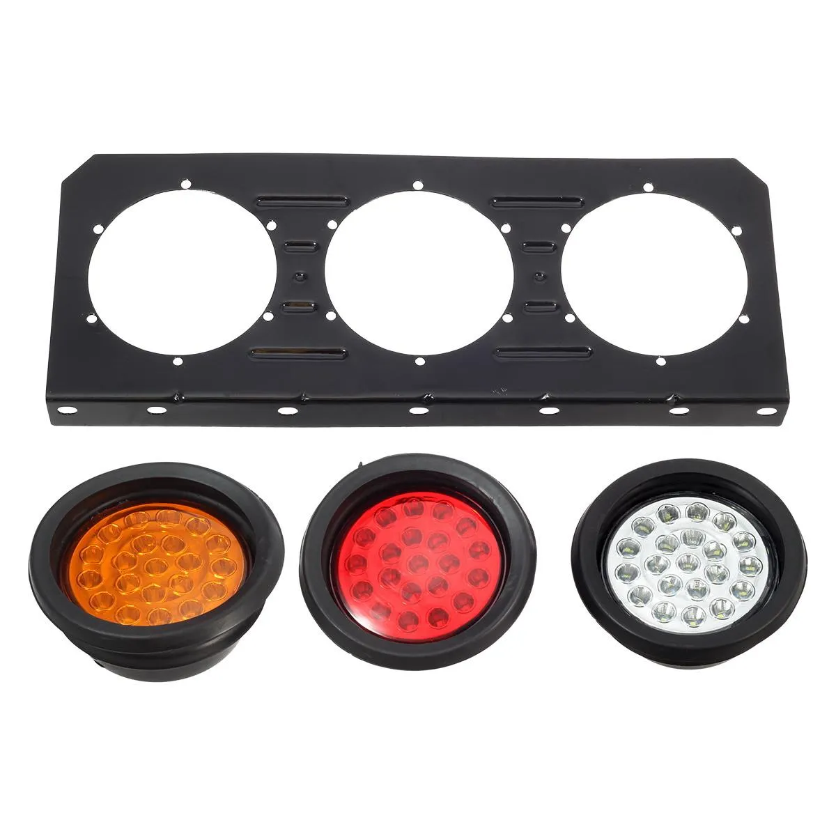 Partsam 63 LED Truck Trailer Tail Lights Bar Kit, Stop Turn Signal Brake Reverse Taillight with Iron Bracket Base Waterproof 12V-30V 4 Inch Round Led Trailer Tail Lights RV Camper Flatbed Trucks(2pcs)
