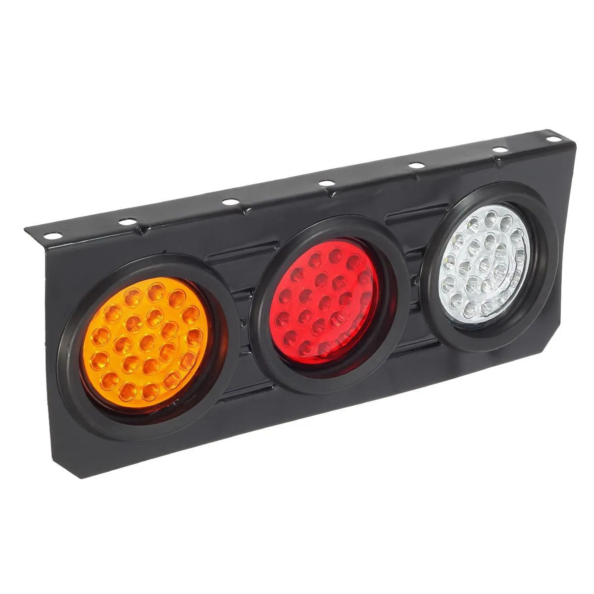 Partsam 63 LED Truck Trailer Tail Lights Bar Kit, Stop Turn Signal Brake Reverse Taillight with Iron Bracket Base Waterproof 12V-30V 4 Inch Round Led Trailer Tail Lights RV Camper Flatbed Trucks(2pcs)