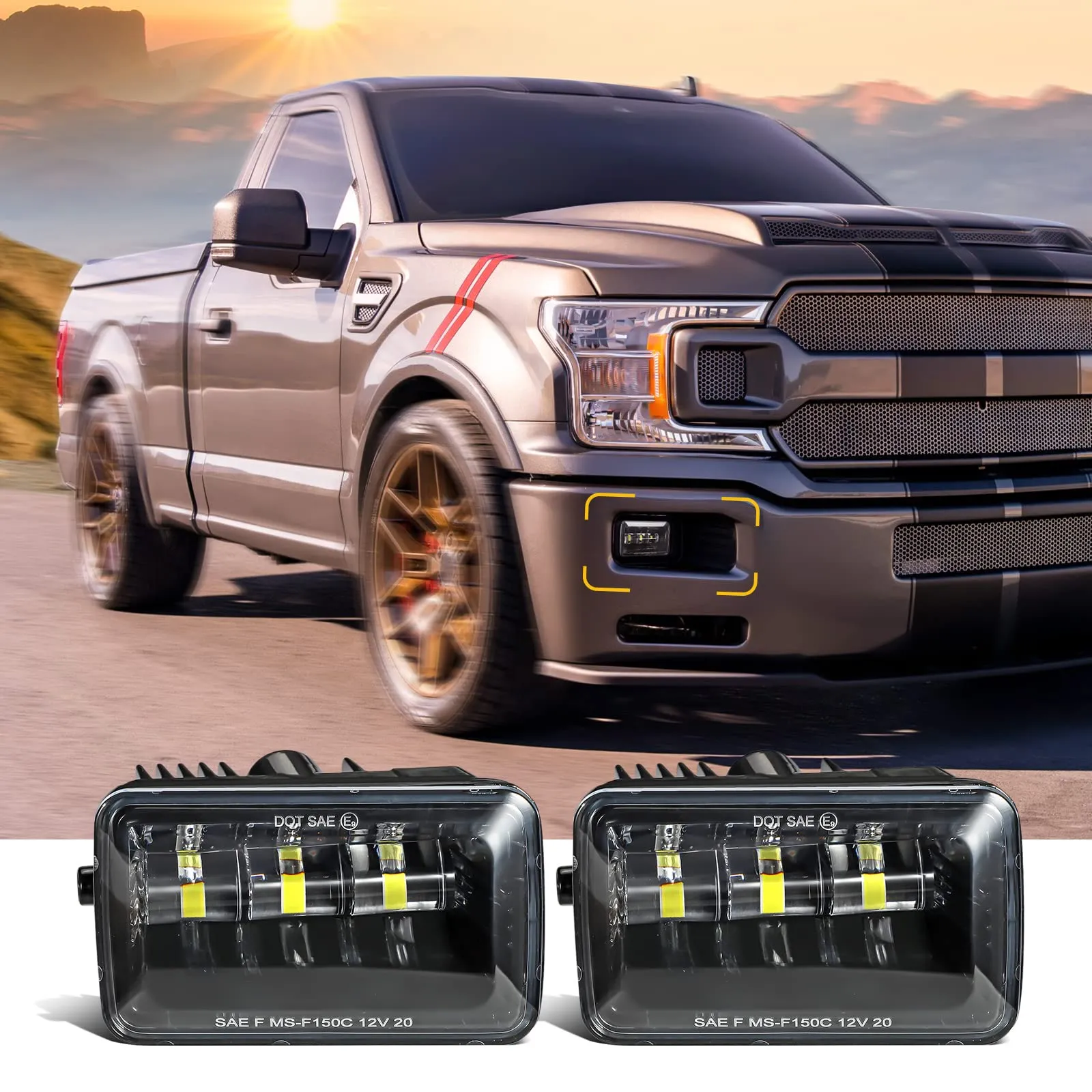 Partsam LED Fog Lights Lamps Assembly Kit For F150 2015-2020