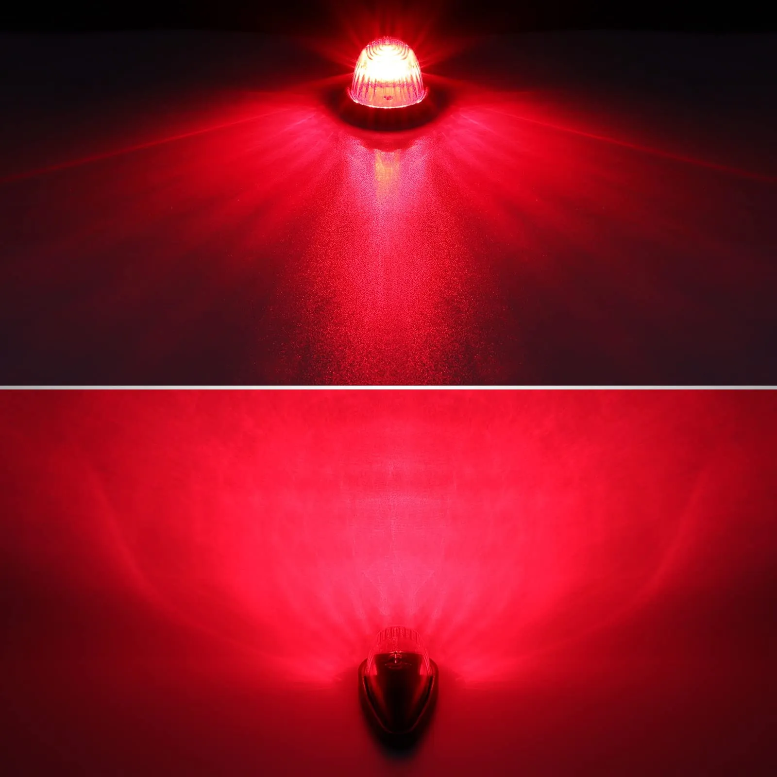 Partsam Red Cab Light, 5Pcs 9 LED Torpedo Cab Marker Light Roof Running Top, Front Rear Top Clearance Roof Running Light with Wiring Pack for Trucks, Vans, Pickups, semis, and RVs(Red/Red)