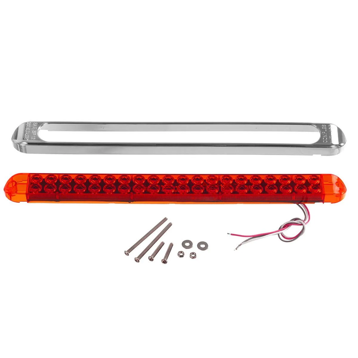 Partsam Submersible 17Inch Thin Amber Led Turn Signal Light Bar 40 LED Sealed Utility Trailer Truck RV Led Marker Clearance Identification Light Bar w/Chrome Bezel (Pack of 2)