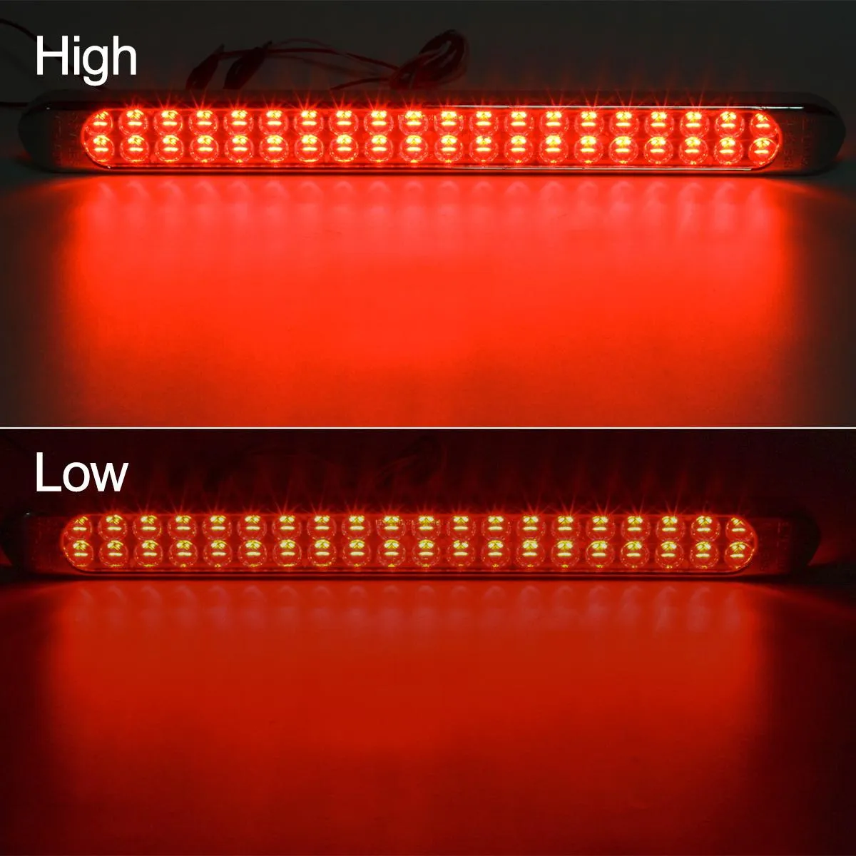 Partsam Submersible 17Inch Thin Amber Led Turn Signal Light Bar 40 LED Sealed Utility Trailer Truck RV Led Marker Clearance Identification Light Bar w/Chrome Bezel (Pack of 2)