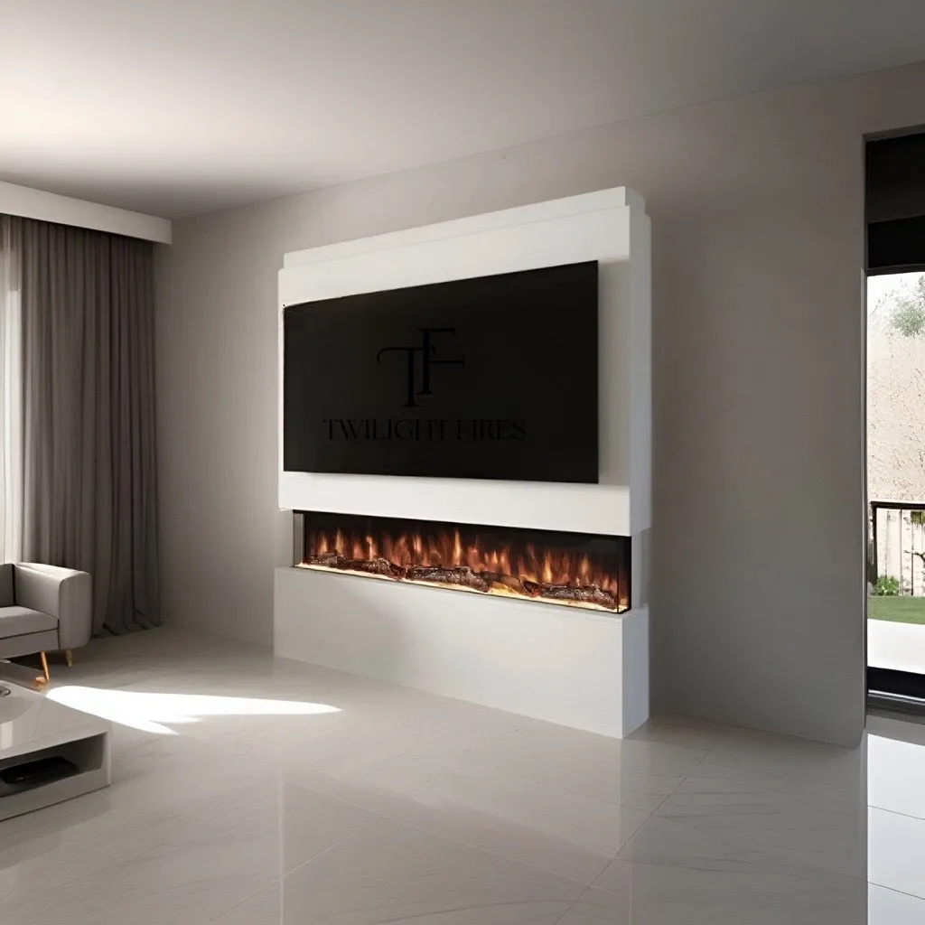 Phoenix 64" Pre-Built Media Wall Fireplace - Electric Fire Package