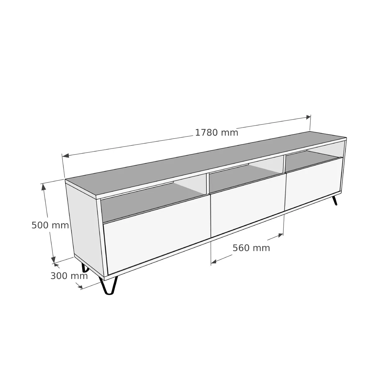Pine Wood Metal Handmade TV Stand and Media Console for TVs up to 77" Oliver