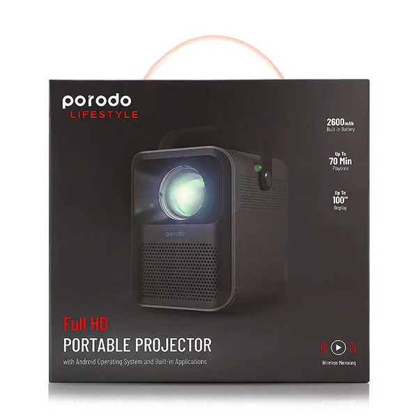 Porodo Lifestyle Full HD Portable Projector Black