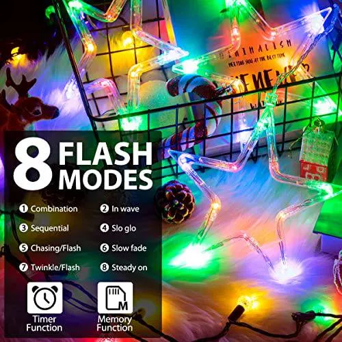 Quntis 3 Star Christmas Twinkle Star Fairy String Window Lights – Enchanting Xmas Lights for Festive Home Decor & Essential Christmas Lighting