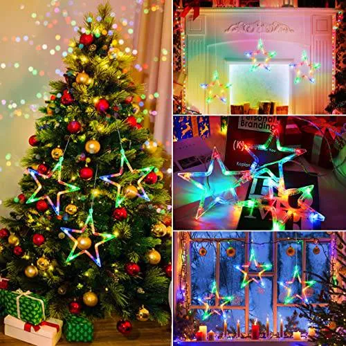 Quntis 3 Star Christmas Twinkle Star Fairy String Window Lights – Enchanting Xmas Lights for Festive Home Decor & Essential Christmas Lighting