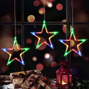 Quntis 3 Star Christmas Twinkle Star Fairy String Window Lights – Enchanting Xmas Lights for Festive Home Decor & Essential Christmas Lighting