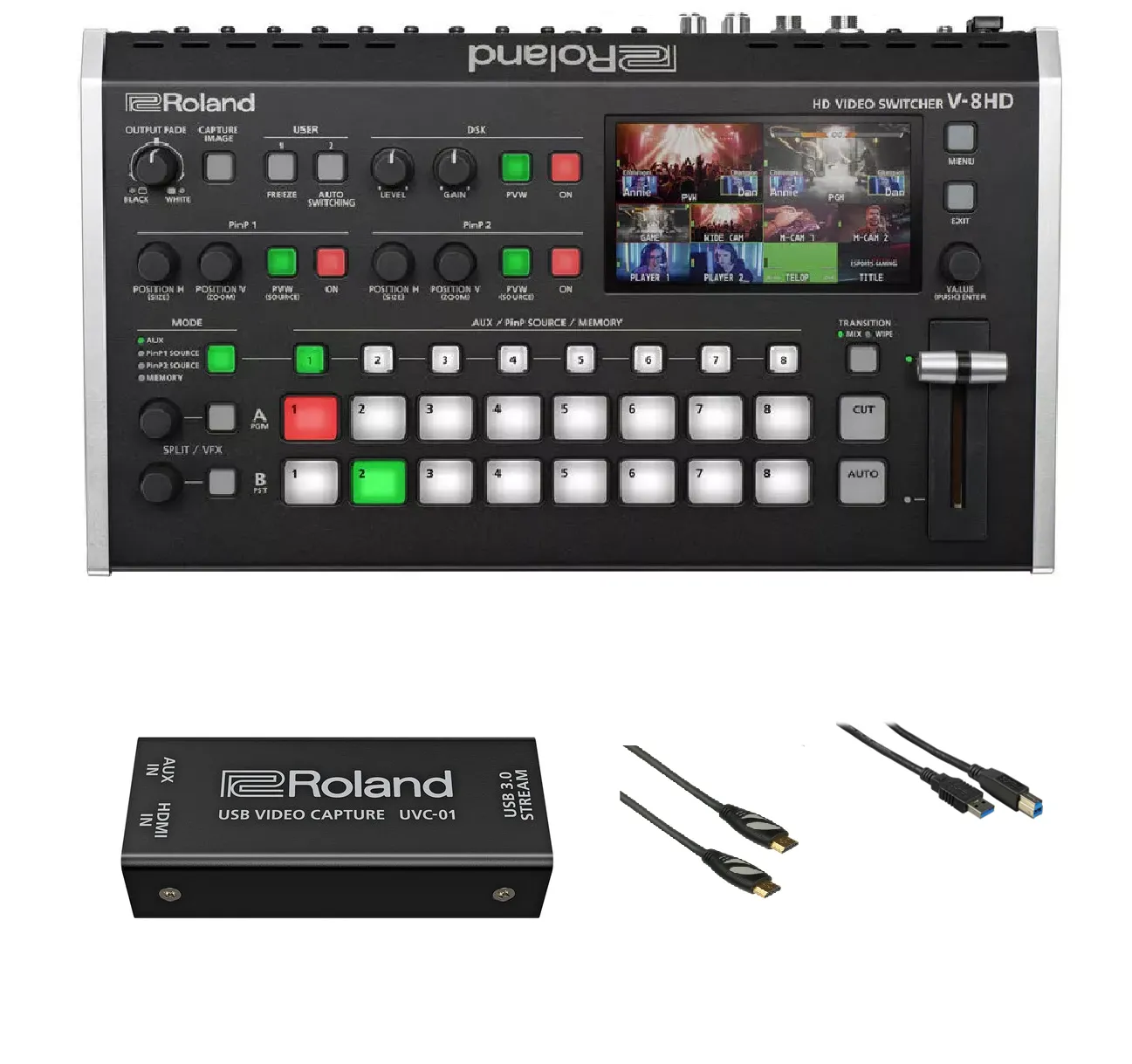 Roland V-8HD Complete 8-Channel HD Video Switcher Bundle for Seamless Livestreaming